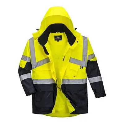 (S, Yellow/Navy) Portwest Mens Contrast Hi-Vis Waterproof Jacket