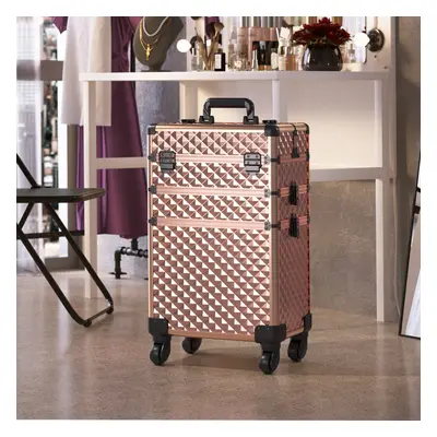 Makeup Case Trolley 3in Professional Vanity Hairdressing Drawer Case on Wheels