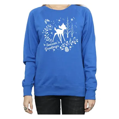 (M, Royal Blue) Disney Womens/Ladies Bambi Christmas Greetings Sweatshirt