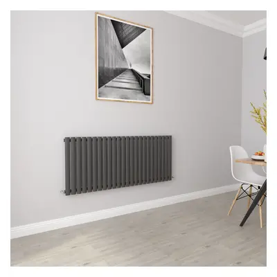 (Single 600x1416mm, Anthracite) Designer Oval Column Radiator Central Heating