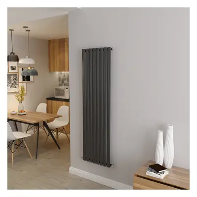 (Single 1600x472mm, Anthracite) Designer Oval Column Radiator Central Heating