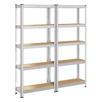 vidaXL 5-Layer Storage Shelves pcs Silver Steel&Engineered Wood