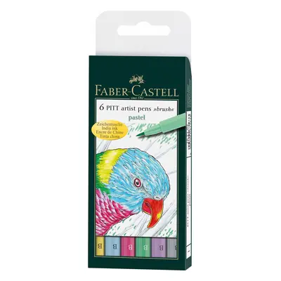 Faber-Castell Pitt Artists Pen Brush Pastel (Wallet of 6)