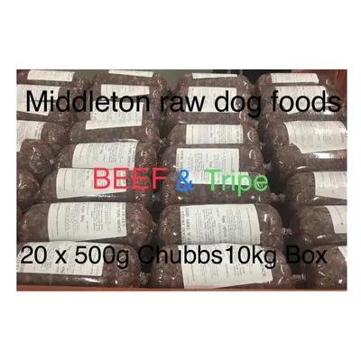 RAW Frozen Dog Food BEEF & TRIPE x 500g Chubs 10kg Box