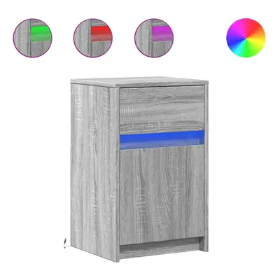 (grey sonoma, pcs) vidaXL Bedside Cabinet with LED Lights Nightstand Engineered Wood