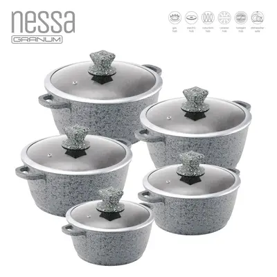 (Serizzo - Grey) SQ Professional Nessa pc Non-Stick Stockpot Set