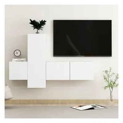 vidaXL TV Cabinet Set Piece White Chipboard Home Furniture TV Stand Cabinet