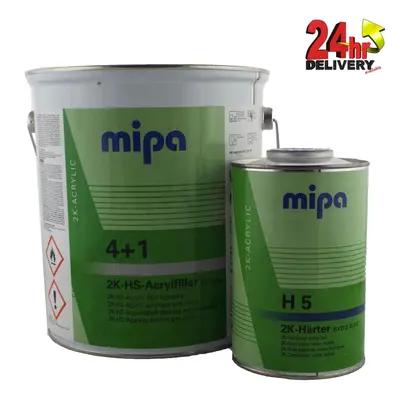 Mipa 2K HS Primer Litre Light Grey With H5 2K Extra Fast Hardener Litre