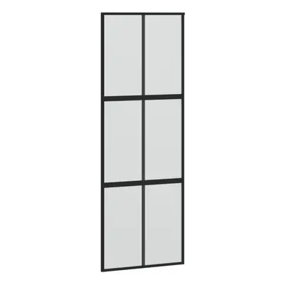 vidaXL Sliding Door Interior Barn Door Black Tempered Glass and Aluminium