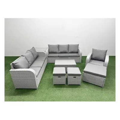 Fimous Seater Poly Rattan Outdoor Garden Furniture Sofa Set Patio Seater Sofa Reclining Chair Se