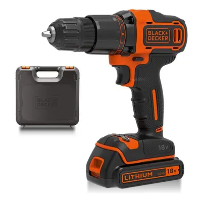 BLACKDECKER V Cordless 2-Gear Combi Hammer Drill Power Tool with Kitbox, 1.5 Ah Lithium-Ion, BCD