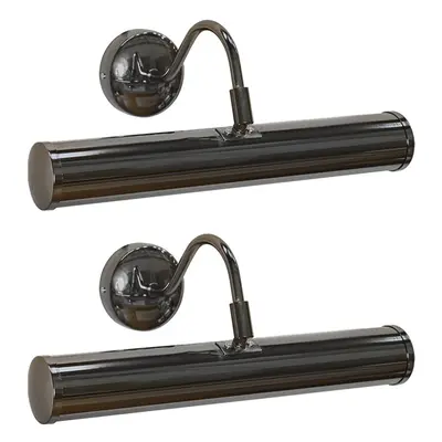 Pair of Modern Adjustable Twin Picture Wall Light in A Black Chrome Finish