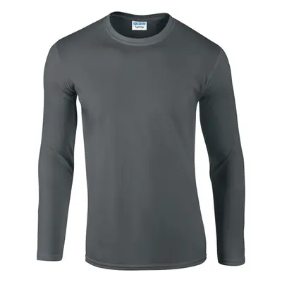 (M, Charcoal) Gildan Mens Soft Style Long Sleeve T-Shirt (Pack Of 5)