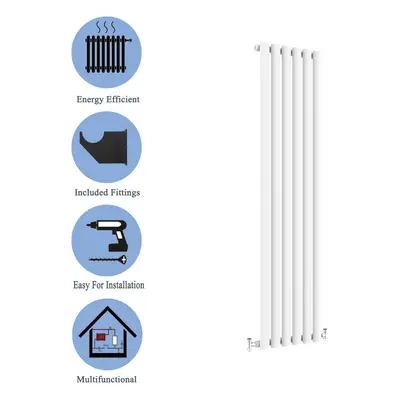 (Single, 1600x354mm) White Single/Double Oval Column Radiator