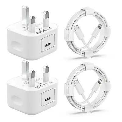 iPhone Charger [MFi Certified] 2Pack 20W PD USB C Power Adapter with 2Pack Fast Charging Cabe, U