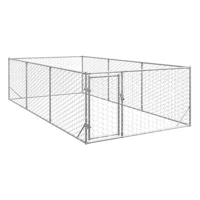 (2 x x m) vidaXL Outdoor Dog Kennel with Door 2x1x1 m Galvanised Steel outdoor dog cage