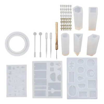 62Pcs/Set Resin Casting Molds Kit Silicone Mold Jewelry Pendant Mould Craft