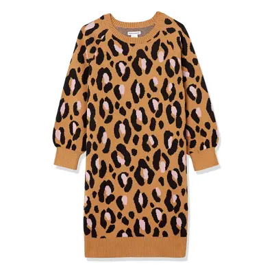 Amazon Essentials girls Raglan Sweater Dress, Leopard, X-Small