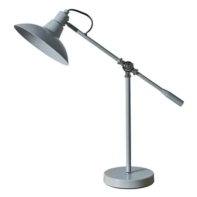 Retro Grey/Chrome Adjustable Stem Retro Shade Table Desk Lamp - Complete with a 4w LED Golfball 