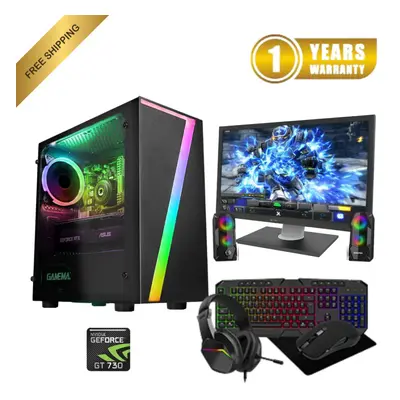 Fast Gaming PC Bundle Core i5 16GB RAM 1TB & 128GB SSD 4GB GT730 22''