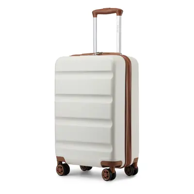 (19 inch) 19/24/28 Inch ABS Hard Shell Suitcase Cream Color Luggage with Spinner Wheels and Dial