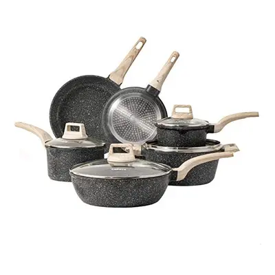 CAROTE Nonstick Pots and Pans Set, Granite Kitchen Cookware Sets, Non Stick Natural Stone Cookin