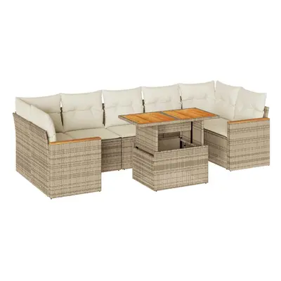 (beige and cream) vidaXL Piece Garden Sofa Set with Cushions Black Poly Rattan Acacia