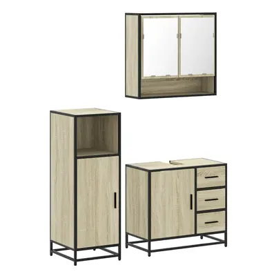 (sonoma oak) vidaXL Piece Bathroom Furniture Set Sonoma Oak Engineered Wood