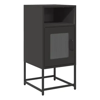 (black) vidaXL Bedside Cabinet Black 36x39x78 cm Cold-rolled Steel bedside table