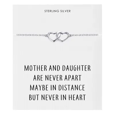 Sterling Silver Mother and Daughter Quote Heart Link Bracelet