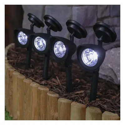 4 Prima Super Bright Spotlights Solar Power Garden Adjustable Black