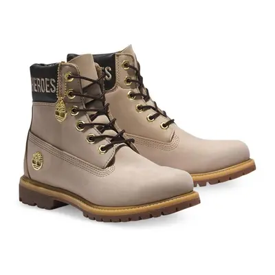 (US 9) Timberland Womens Premium 6" Waterproof Boots Shoes Leather - Light Beige Nubuck