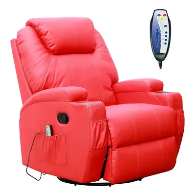 (Red) WestWood Bonded Leather Massage Recliner Chair Cinema Sofa Armchair Swivel Heat