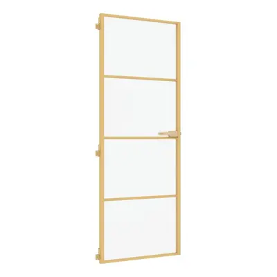 vidaXL Interior Door Slim Sliding Door Golden Tempered Glass and Aluminium