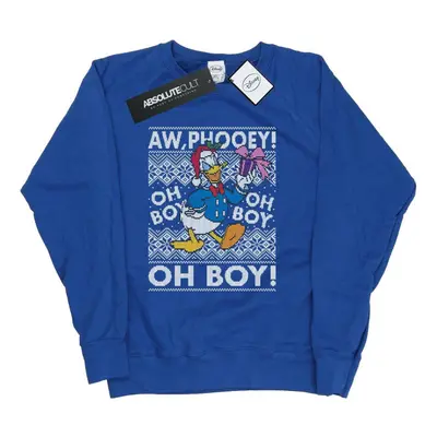 (M, Royal Blue) Disney Womens/Ladies Donald Duck Christmas Fair Isle Sweatshirt