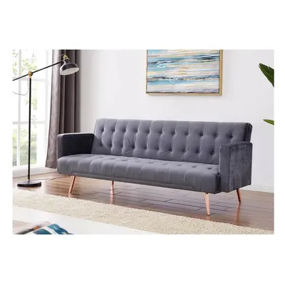 (Grey) Plush Velvet Sofa Bed In Various Colours