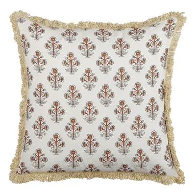 Cotton Cushion Flower Pattern x cm White OMORIKA