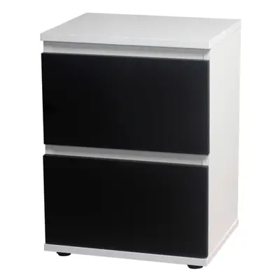 (White Carcass and Black Drawers) Drawer Wooden Bedside Cabinet Side Table