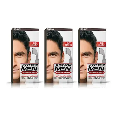 Just For Men Auto Stop Mens Hair Colouring Dye Colour BLACK A55 X3