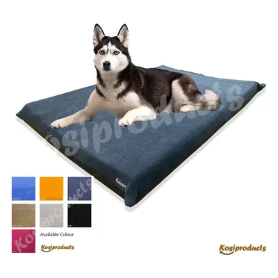 (Large, Navy Blue) Non Slip Waterproof Dog Bed Mattress Removable Washable Fleece Cover