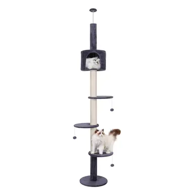 (Blue) 4-Tier Cat Tree Floor To Ceiling Climbing Tower