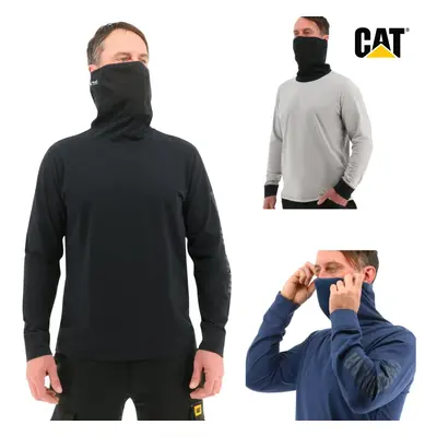 (Black, 2XL) Caterpillar Mens ViralOff Long Sleeve Gaiter Tee with Face Covering Top Shirt CAT