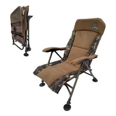 CARPZILLA Recliner Folding Camping Fishing Chair 4CM Cushion 150KG Capacity Camo