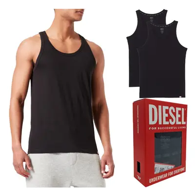 (Black, XL) DIESEL UMTK E1350 Mens Tank Tops Slim Fit 2x Pack