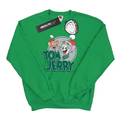 (M, Irish Green) Tom And Jerry Mens Christmas Greetings Sweatshirt