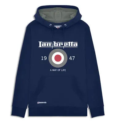 (3XL, Navy) Lambretta Mens Target Pullover Hooded Sweatshirt Hoody Jumper Hoodie