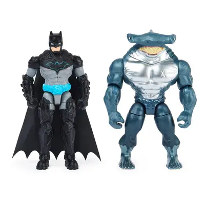 Dc comics Batman 4-inch Bat-Tech Batman and King Shark Action Figures with Mystery Accessories, 