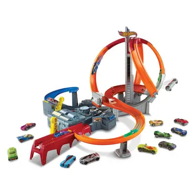 Hot Wheels Toy Car Track Set Spin Storm Intersections for Crashing & Motorized Booster 1:64 Scal