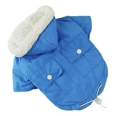 (Blue, M) Dog Clothes Autumn And Winter Plus Velvet Winter Warm Pet T-shirt