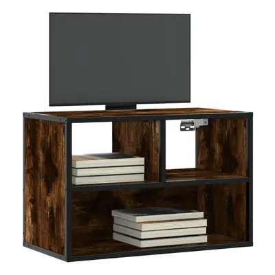 vidaXL TV Cabinet Smoked Oak 60x31x39.5 cm Engineered Wood and Metal